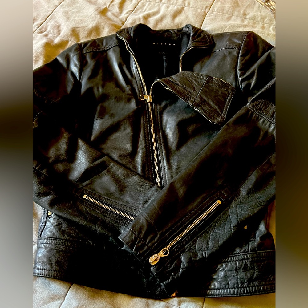 Vintage SISLEY Bikers Genuine Leather Fashion Style Japanese Brand Designer 🔥